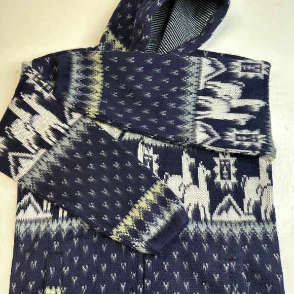 Tejidos Ruminahui Alpaca Hooded Sweater Jacket Sz Small Blue Zip Up Aztec Hoodie - Picture 4 of 9